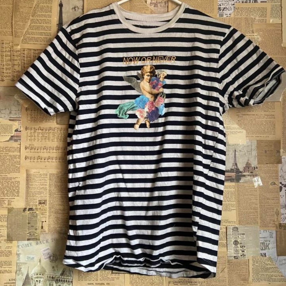 Striped T-Shirt with Angel Print
